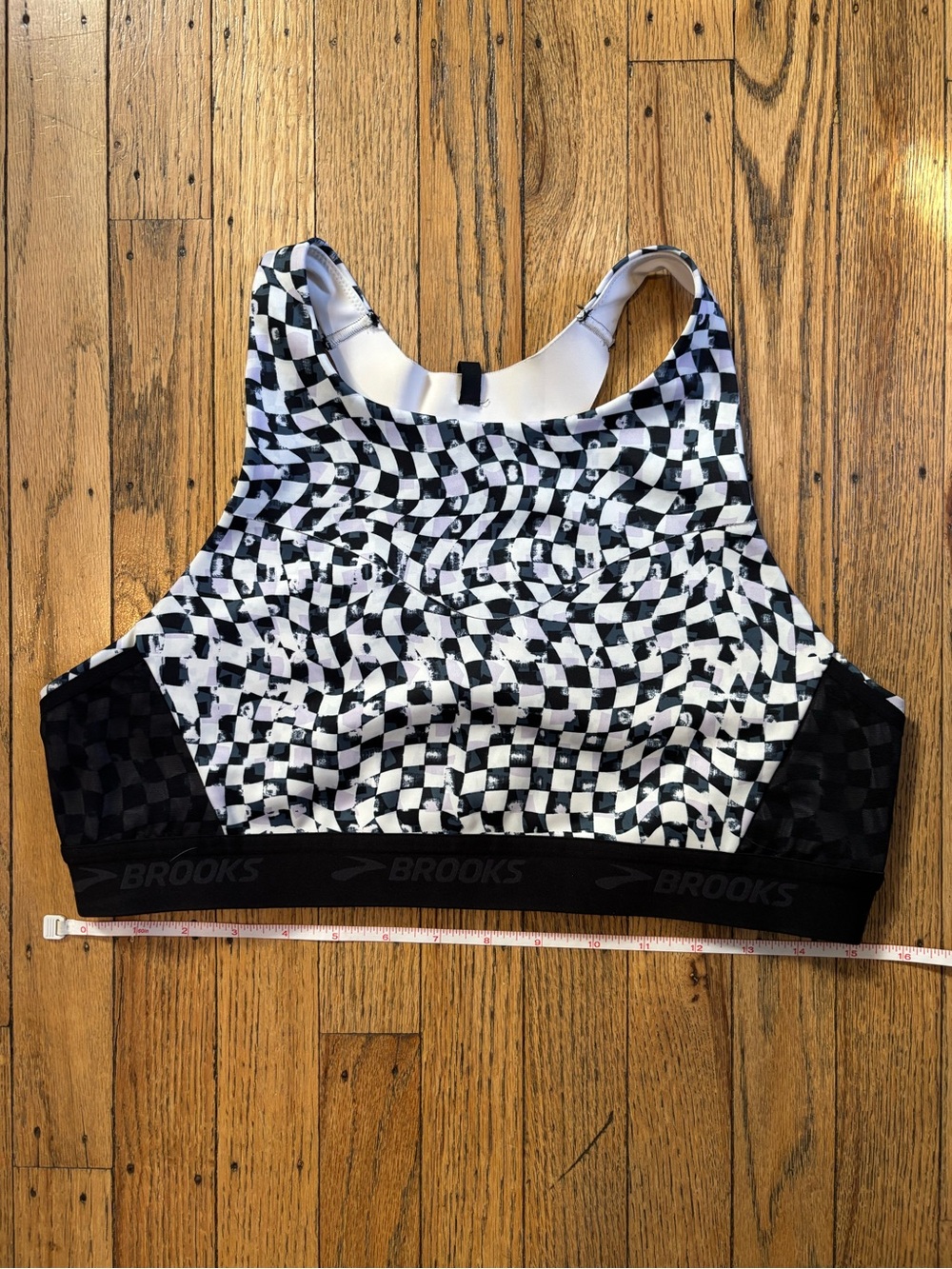 Brooks Checkerboard High-Neck Racerback Running Bra